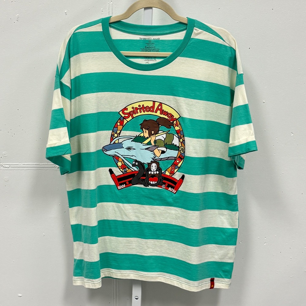 Her Universe Spirited Away 20th Anniversary Striped T-Shirt‎ Studio Ghibli Teal